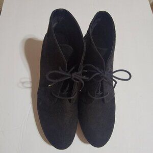 Dr. Scholl's Women's 8.5M Ankle Booties - Black Fabric Wedge Lace-Up